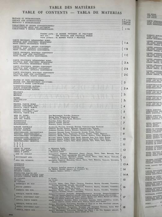 【法语】50*36cm！1950年 拉鲁斯世界地图集 配大量彩色地图 真皮脊精装 商品图4