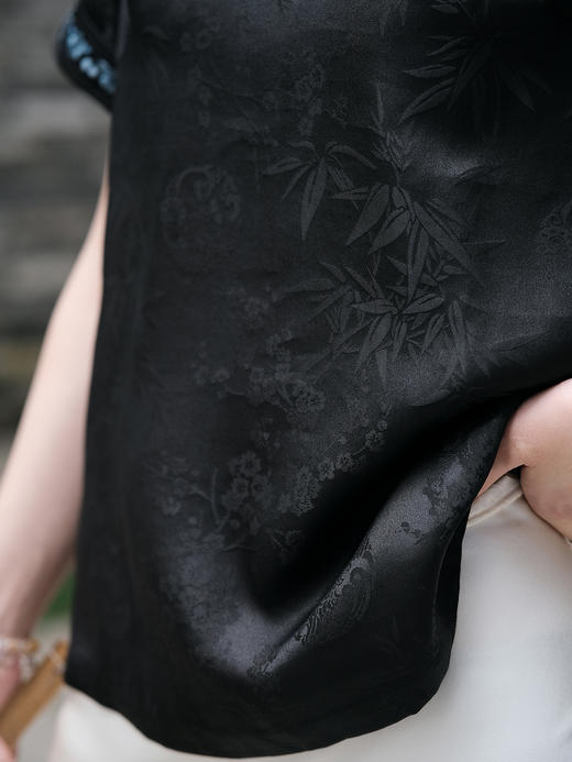 盛唐牡丹| 梅兰竹菊带圈香云纱上衣 商品图3