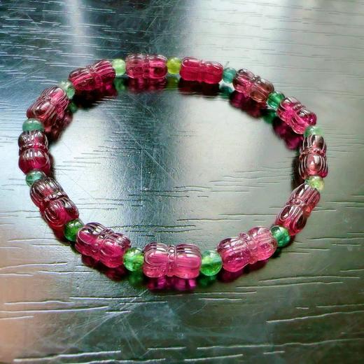 5mm-9mm单圈莲花珠雕刻碧玺手串 商品图4