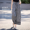 【07/09新品】熙世界复古格子阔腿裤女夏季新款高腰宽松小个子九分休闲直筒长裤 商品缩略图1