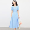 【07/09新品】熙世界极简风通勤浅蓝连衣裙女2025夏季新款气质显瘦短袖收腰长裙 商品缩略图4