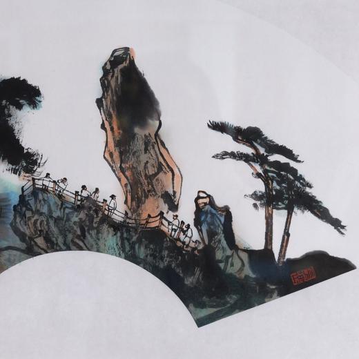 蔡拥华《从天外飞来》国画原作32CM*66CM 手绘宣纸扇面【含框】 商品图4