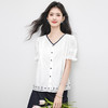 【07/09新品】熙世界民族风撞色V领衬衣女短袖2025夏新款文艺刺绣纯棉衬衫上衣 商品缩略图4