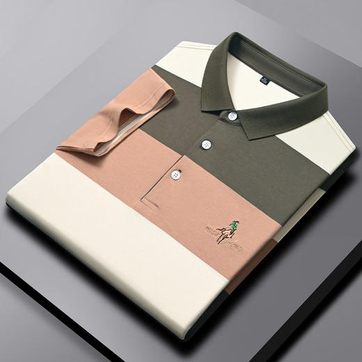 男装夏季条纹上衣短袖t恤衫男士商务休闲短袖T恤衫   PSL-7336 商品图3