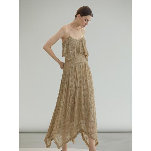 COCOBELLA轻奢细闪蕾丝吊带长裙女不规则大裙摆连衣裙FR3231 商品图2