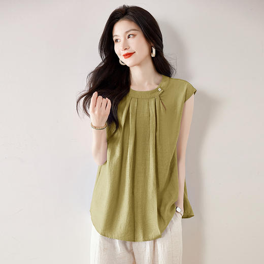 韩式设计感褶皱显瘦，宽松别致气质纯色上衣KQL-420H5279 商品图1