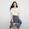 【07/09新品】熙世界夏日ootd穿搭套装女士字母印花T恤不规则格纹半身裙两件套 商品缩略图1