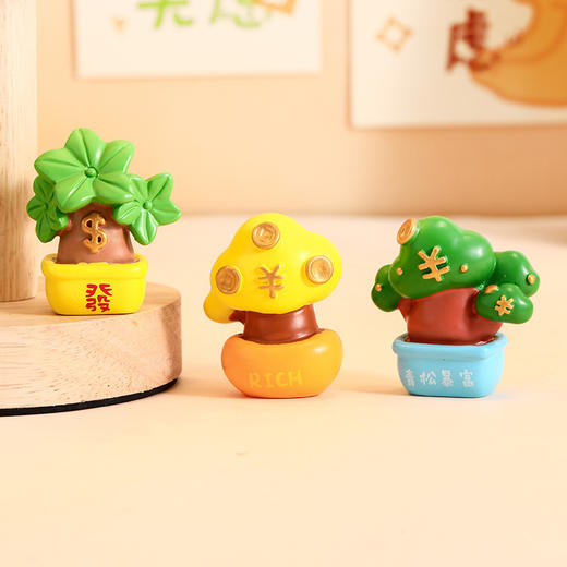 【买一送一】有钱花发大财植物树脂工艺品摆件挂件办公室电脑屏幕摆饰桌面装饰品 商品图2