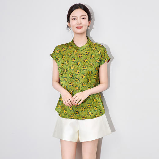 「高货wl」全新升级【铂金会员321/天猫429/差价108】(02104)洛诗琳国风香云纱葫芦提花衬衫2025夏季新中式斜襟盘扣上衣 商品图0