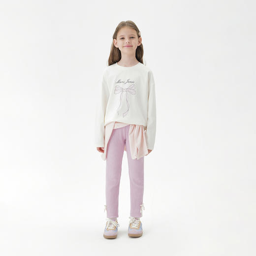 马克珍妮女童甜美蝴蝶结柔软长袖T恤 儿童纯棉上衣秋装新品551207 商品图1