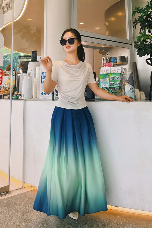 逸红颜明月优选​​「粼羽」高级雪纺半裙，手工植物吊染，超大裙摆凉快飘逸，像斗鱼的尾巴一样美 商品图14