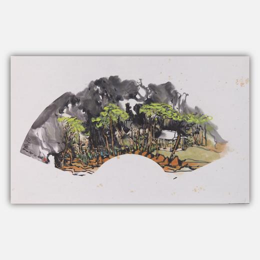 庄小尖《和风》国画原作28CM*56CM 手绘宣纸扇面山水作品 商品图0