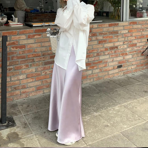 【夏季光影，冰凉舒爽】【静奢优雅，鎏金垂坠】夏季新款缎面流光半身裙高腰鱼尾长裙女仿醋酸缎面半身裙100% 商品图5