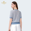 乔万尼混纺亲肤圆领清爽蓝色条纹t恤EZ2M117 商品缩略图4