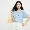 【周末秒杀】熙世界小清新植物刺绣衬衫女夏季新款宽松显瘦流苏系带泡泡袖上衣 商品缩略图3
