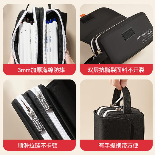 猫太子帆布笔袋大容量加厚高中简约铅笔盒男孩款学生初中女生小学生文具盒ins日系2025年新款两层收纳文具袋 商品图4