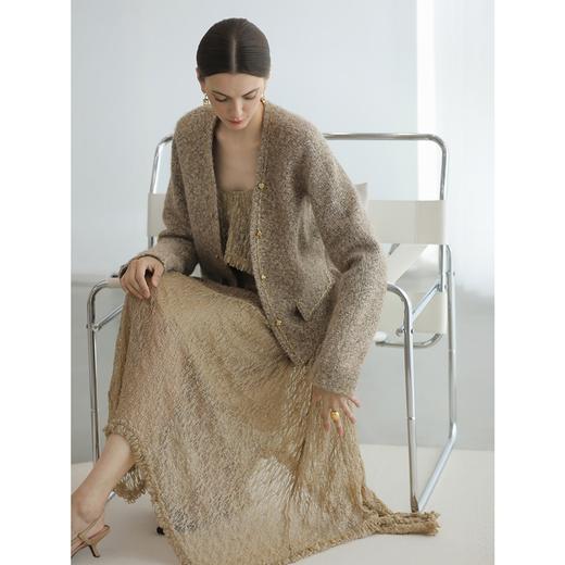 COCOBELLA轻奢细闪蕾丝吊带长裙女不规则大裙摆连衣裙FR3231 商品图3