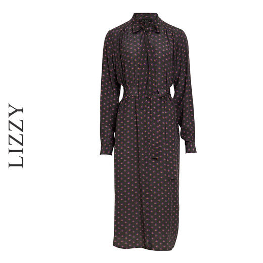 LIZZY 时尚休闲飘带领重磅真丝温婉娴静碎花连衣裙7982 商品图5