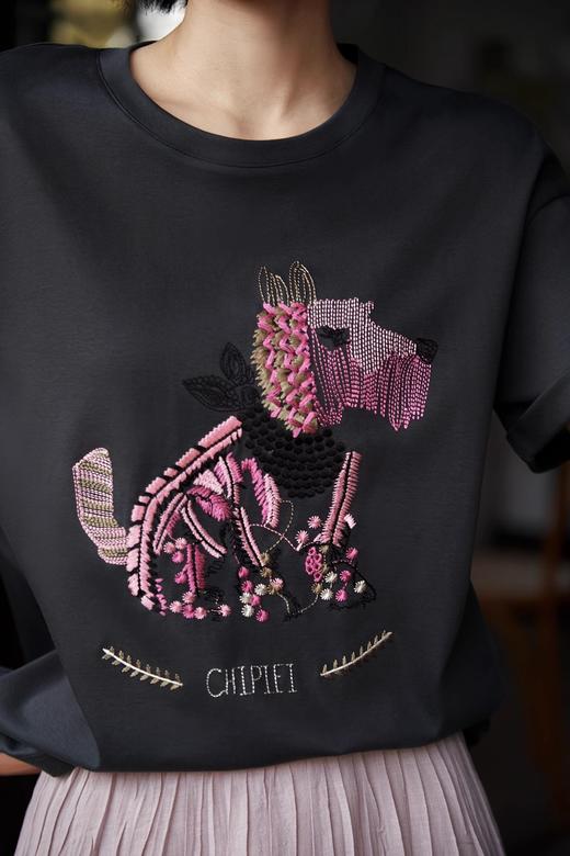 重工甜酷萌宠刺绣半速干液态T恤 商品图7