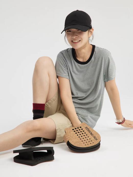 步履不停/5B18154C/日系正肩细条纹短袖T恤 商品图0