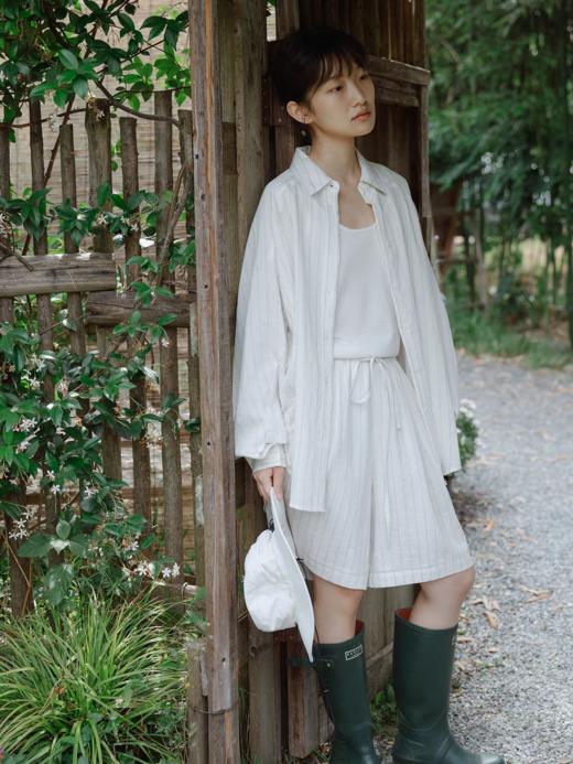 步履不停/5B45058C/亚麻条纹短裤 商品图3