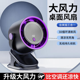【循环大风力！夹台壁三用风扇】新款跨境涡轮夹子风扇定时数显100档循环风扇家用宿舍桌面小电扇。ry
