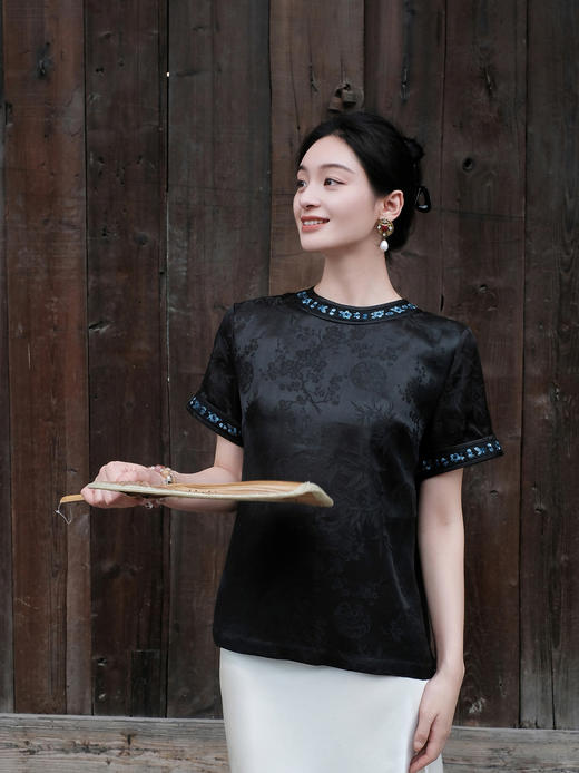 盛唐牡丹| 梅兰竹菊带圈香云纱上衣 商品图5