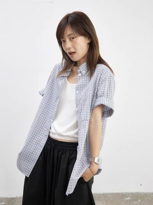 步履不停/5B11258C/休闲领扣复古格纹衬衫 商品图3