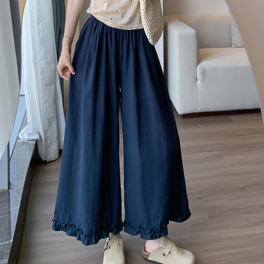 SUDUAN素段木耳花边直筒裤裙 简约百搭 舒适面料 木耳边裤脚 5色可选 商品图3