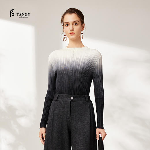TANGY Collection天意2025秋季新品商场同款女吊染针织上衣GL213302 商品图0