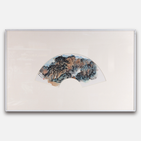 方楚乔《君山秋色》国画原作28CM*53CM 手绘宣纸扇面【含框】