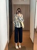 休闲度假风！2025水墨蓝花卉印花大廓形木耳花边系带灯笼袖小衫！ 商品缩略图0
