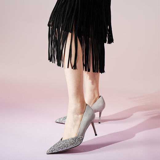 Westory2025年秋季尖头高跟拼色单鞋通勤宴会浅口单鞋W25CE75691 商品图4