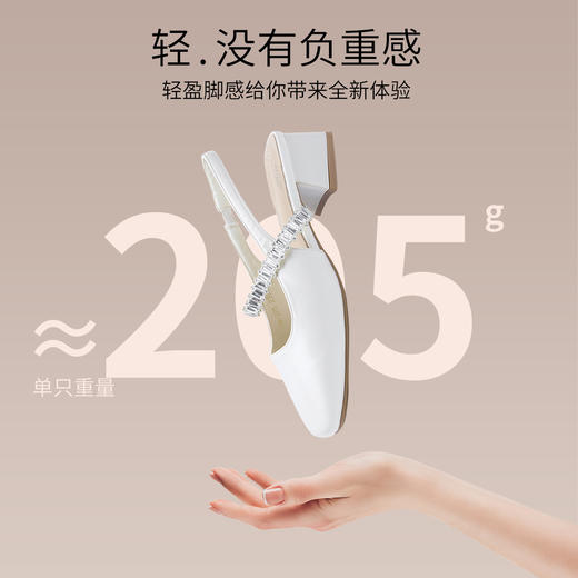 西遇法式玛丽珍鞋女新款夏秋季水钻包头凉鞋后空中跟粗跟单鞋V1456896 商品图4