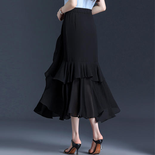 夏款中长款荷叶边拼接雪纺修身鱼尾裙MYX6792 商品图2