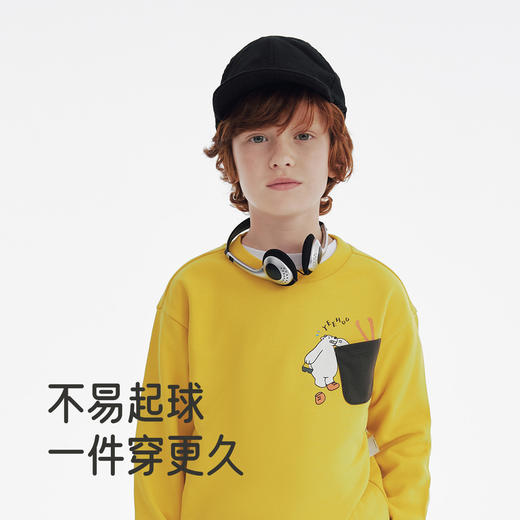 英氏儿童上衣春秋季长袖男童圆领卫衣套头休闲百搭纯色男童卫衣 商品图3