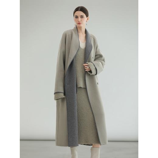 COCOBELLA[双面穿]高智感长款羊毛大衣贝壳绣毛呢外套WL7062 商品图1