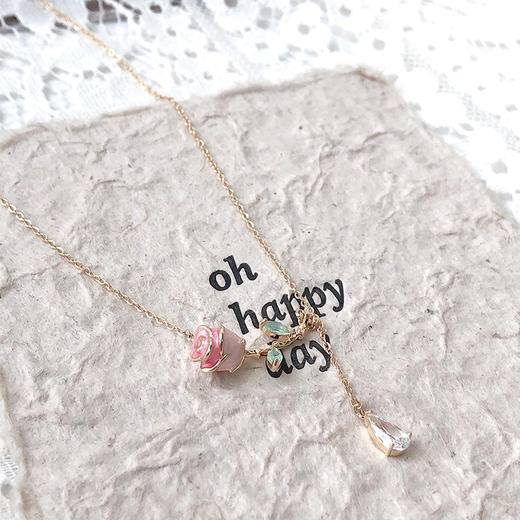 甜美立体仙气油画玫瑰项链161849662 商品图2