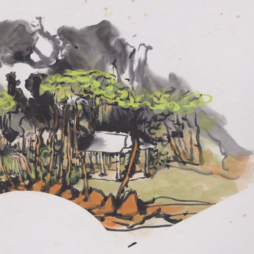 庄小尖《和风》国画原作28CM*56CM 手绘宣纸扇面山水作品 商品图5