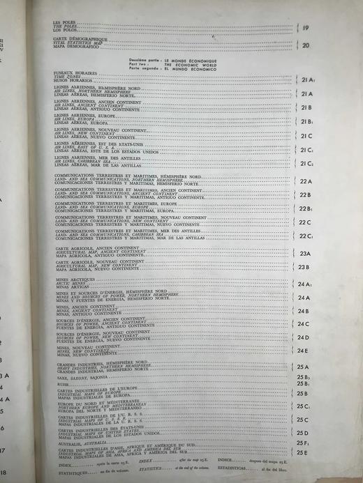【法语】50*36cm！1950年 拉鲁斯世界地图集 配大量彩色地图 真皮脊精装 商品图5