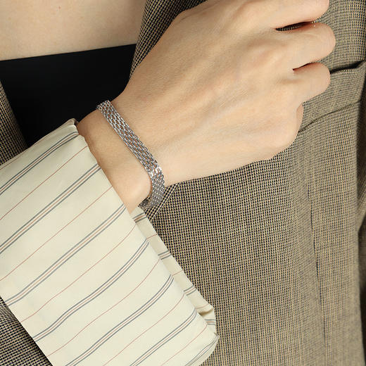 【网面锁骨链，百搭高级~】欧美简约镂空宽项链手链套装 ins风潮网面锁骨链 钛钢保色高级百搭-QQ 商品图7
