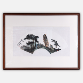 蔡拥华《从天外飞来》国画原作32CM*66CM 手绘宣纸扇面【含框】