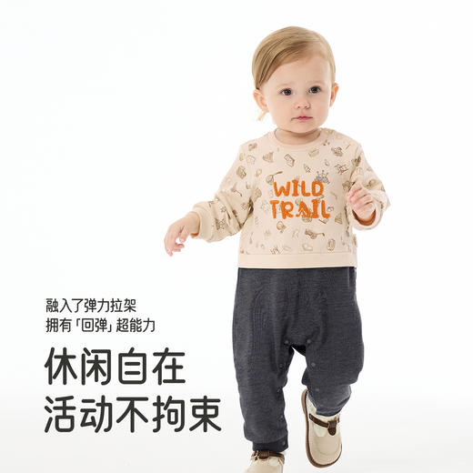 【商场同款】英氏婴儿衣服四季男宝长袖连身衣外出可爱宝宝包屁衣 商品图3