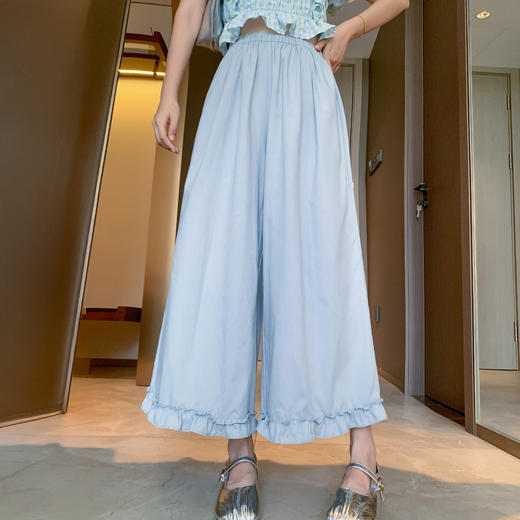 SUDUAN素段木耳花边直筒裤裙 简约百搭 舒适面料 木耳边裤脚 5色可选 商品图1