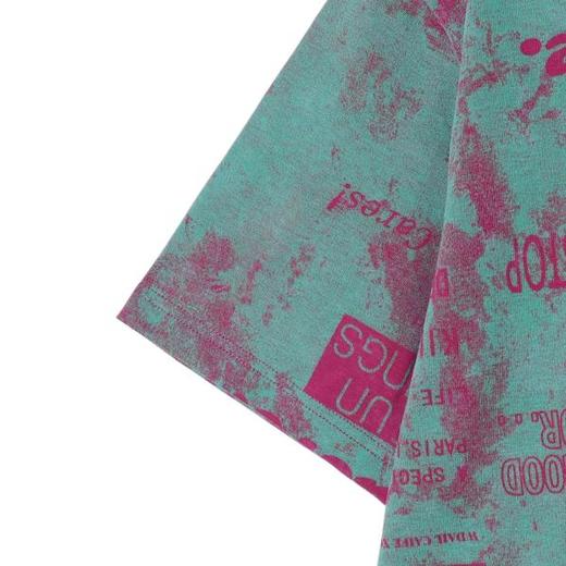 T4117夏季高级感新款男士美式扎染撞色字母图案设计短袖T恤复古圆领潮 商品图4