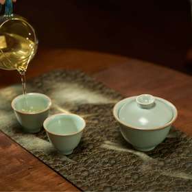 守艺 · 白月光盖碗套组 1盖碗2杯子 景德镇 盖碗110ml 杯子50ml