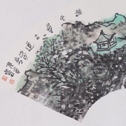 宋陆京《拨云寻古道》国画原作31CM*67CM 手绘宣纸扇面山水作品 商品图2