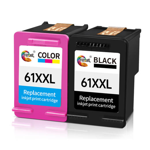 绘威61XXL黑彩墨盒套装 适用惠普HP 1000 1050 1010 4630 1511 1510 Envy4500 2510 3510打印机墨盒 港版 商品图4