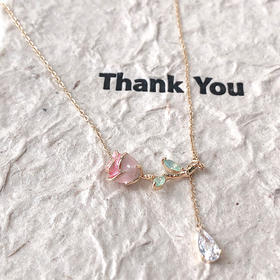 甜美立体仙气油画玫瑰项链161849662