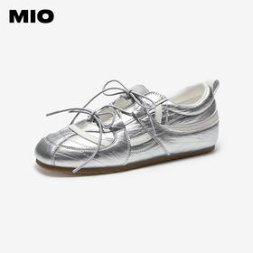 MIO米奥玛丽珍鞋银色朋克芭蕾舞鞋圆头运动休闲女鞋M254519401